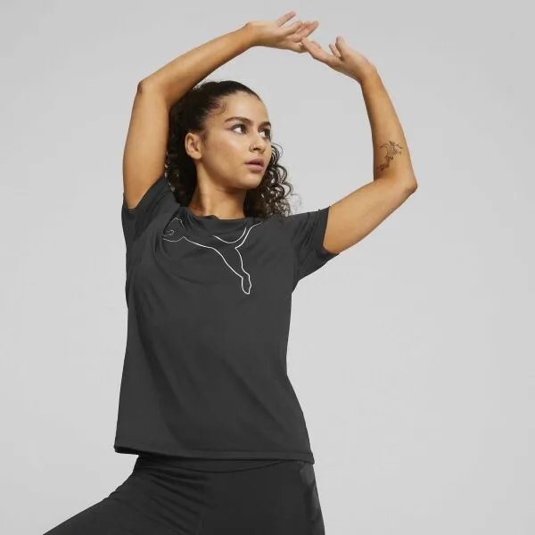 Puma TRAIN FAVORITE JERSEY CAT TEE Dámske tričko, čierna, veľkosť