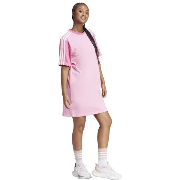 adidas ESSENTIALS 3-STRIPES BOYFRIEND Dámske šaty, ružová, veľkosť