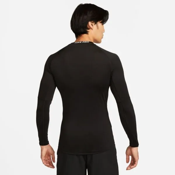 Pánske tréningové tričko s dlhým rukávom NIKE PRO DF TIGHT TOP LS-010 BLACK WHITE