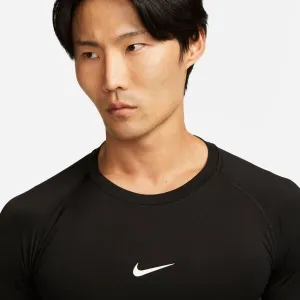 Pánske tréningové tričko s dlhým rukávom NIKE PRO DF TIGHT TOP LS-010 BLACK WHITE