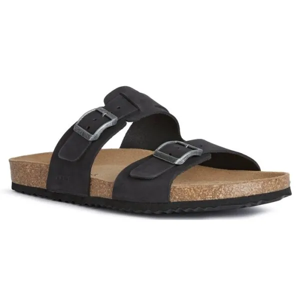 Black Men's Leather Slippers Geox Ghita - Men's
