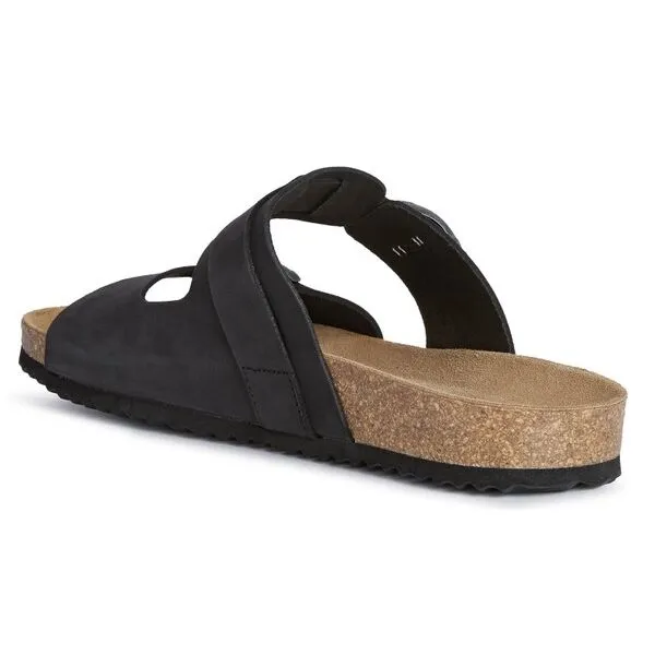 Black Men's Leather Slippers Geox Ghita - Men's