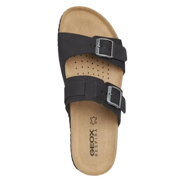 Black Men's Leather Slippers Geox Ghita - Men's