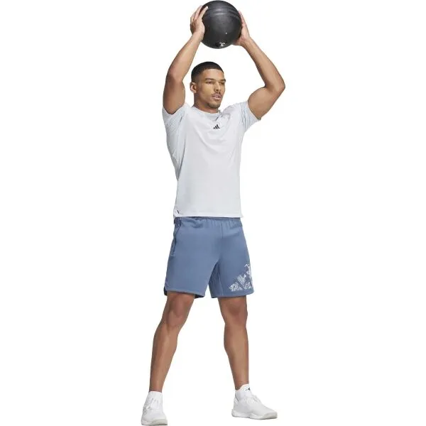 adidas WORKOUT LOGO SHORTS Pánske športové šortky, tmavo sivá, veľkosť S 9"
