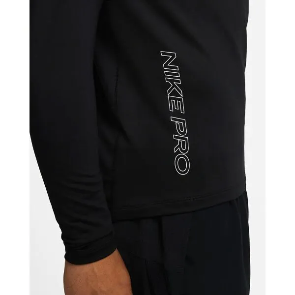 Nike TOP WARM LS MOCK Pánske športové tričko, čierna, veľkosť