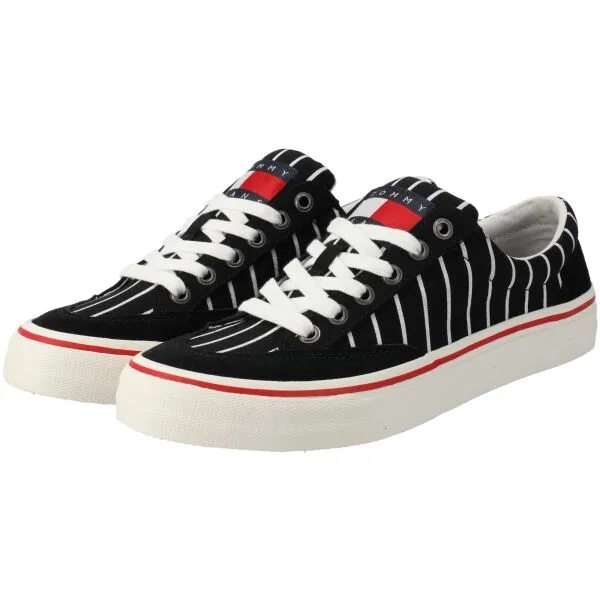 Tommy Hilfiger TOMMY JEANS SKATE CANVAS STRIPES Pánska voľnočasová obuv, čierna, veľkosť