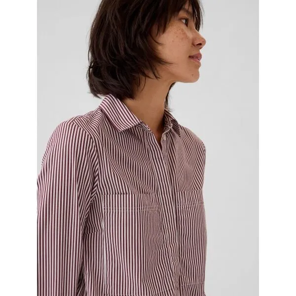 GAP LS STRIPE POPOVER Dámske šaty, červená, veľkosť