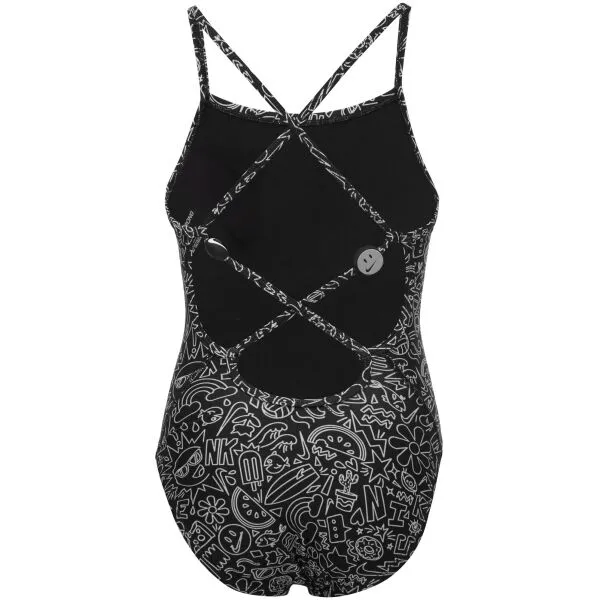 Nike HYDRASTRONG MULTI PRINT Dievčenské jednodielne plavky, čierna, veľkosť