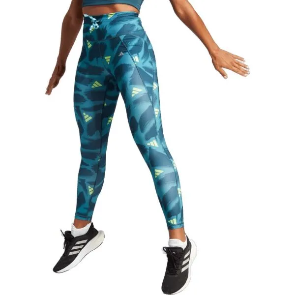 adidas RUN ESS AOP 7/8 Dámske bežecké legíny, tmavo zelená, veľkosť