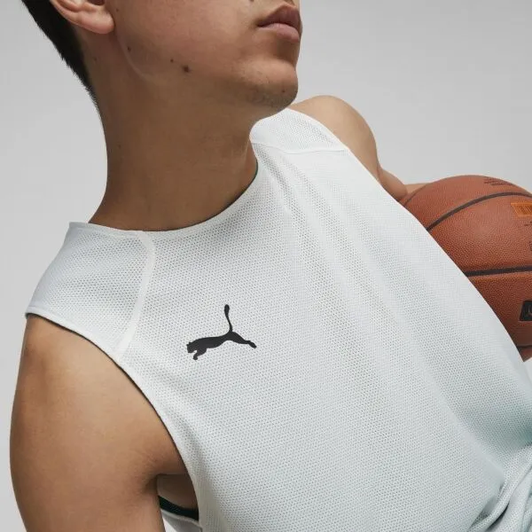 Puma HOOPS TEAM REVERSE PRACTICE JERSEY Pánsky basketbalový dres, zelená, veľkosť