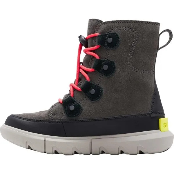 Sorel YOUTH SOREL EXPLORER LACE WP Detská zimná obuv, tmavo sivá, veľkosť 32