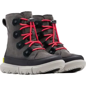 Sorel YOUTH SOREL EXPLORER LACE WP Detská zimná obuv, tmavo sivá, veľkosť 32