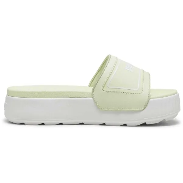 Šľapky Puma Karmen Slide dámske,zelená farba,na platforme,389073