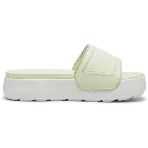 Šľapky Puma Karmen Slide dámske,zelená farba,na platforme,389073