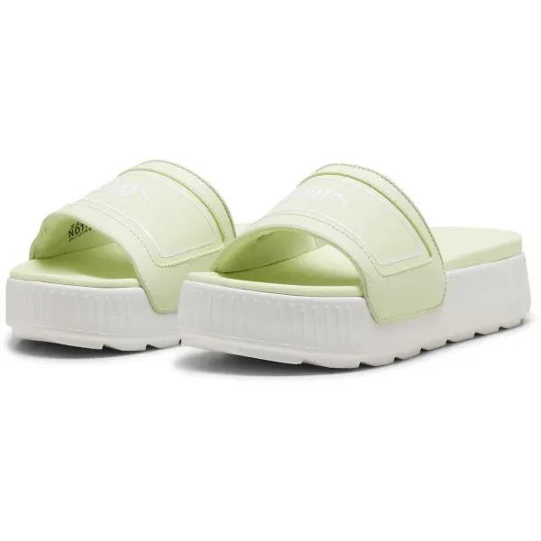 Šľapky Puma Karmen Slide dámske,zelená farba,na platforme,389073