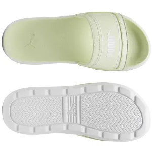 Šľapky Puma Karmen Slide dámske,zelená farba,na platforme,389073