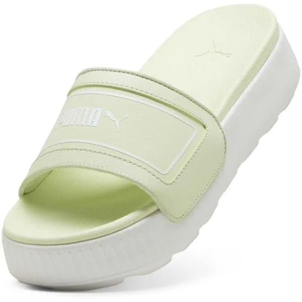 Šľapky Puma Karmen Slide dámske,zelená farba,na platforme,389073