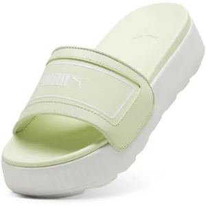 Šľapky Puma Karmen Slide dámske,zelená farba,na platforme,389073