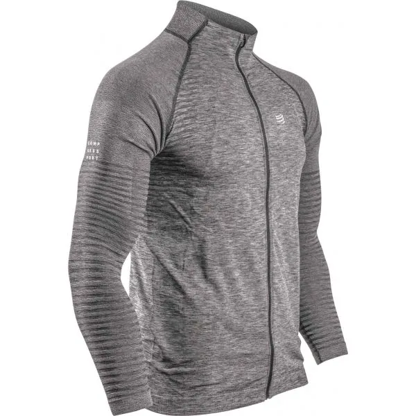 Compressport SEAMLESS ZIP SWEATSHIRT Pánska športová mikina, sivá, veľkosť