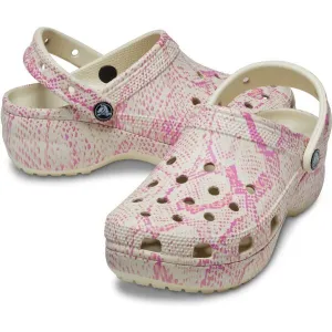 Crocs CLASSIC PLATFORM SNAKEPRINT CLOG W Dámska nazúvacia obuv, béžová, veľkosť 41/42