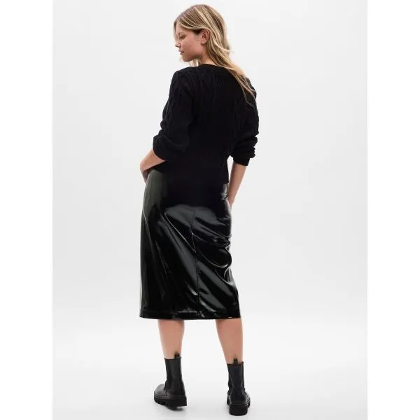 GAP FAUX LEATHER Dámska sukňa, čierna, veľkosť