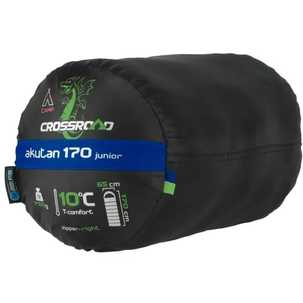 Crossroad AKUTAN 170 Juniorský spací vak, modrá, veľkosť 170 cm - ľavý zips