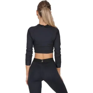 GoldBee Crop-Top s dlouhým rukávom BeClassic Black Velikost: M