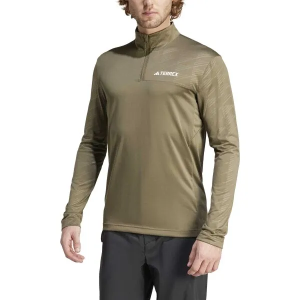 adidas TERREY MULTI HALF-ZIP Pánske tričko, khaki, veľkosť