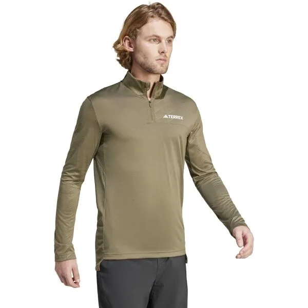 adidas TERREY MULTI HALF-ZIP Pánske tričko, khaki, veľkosť