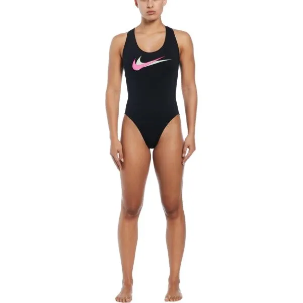 Nike MULTI LOGO Dámske jednodielne  plavky, čierna, veľkosť