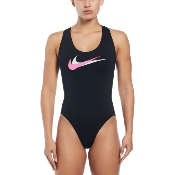 Nike MULTI LOGO Dámske jednodielne  plavky, čierna, veľkosť