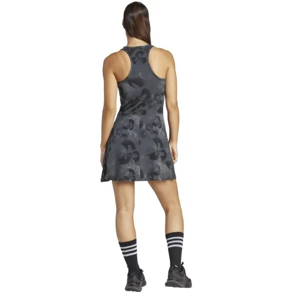 adidas FLORAL GRAPHIC SINGLE JERSEY DRESS Dámske šaty, tmavo sivá, veľkosť