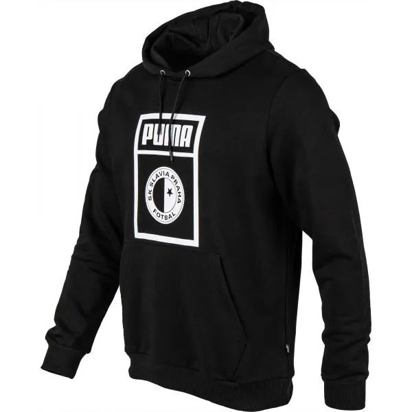 Puma SLAVIA PRAGUE GRAPHIC HOODY Pánska mikina, čierna, veľkosť