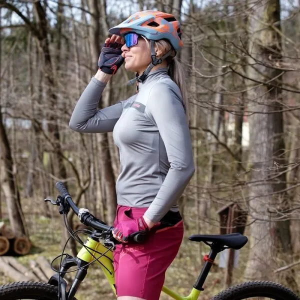 PROGRESS AROSA Dámsky cyklistický zateplený dres, sivá, veľkosť