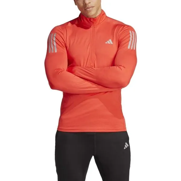 adidas OTR 1/4 ZIP Pánska bežecká mikina, červená, veľkosť XXL