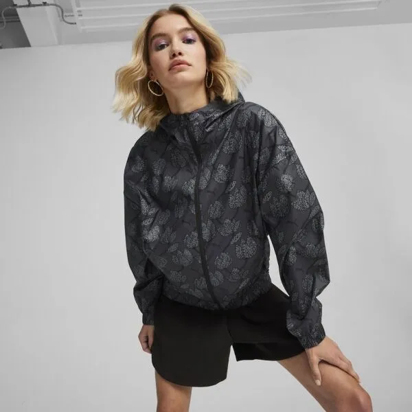 Puma BLOSSOM AOP WINDBREAKER Dámska bunda, čierna, veľkosť