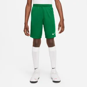 Nike DRI-FIT PARK 3 JR TQO Chlapčenské futbalové šortky, zelená, veľkosť