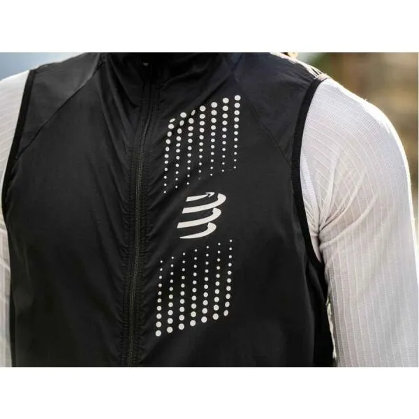 Compressport HURRICANE WINDPROOF VEST M Pánska vetruodolná vesta, čierna, veľkosť