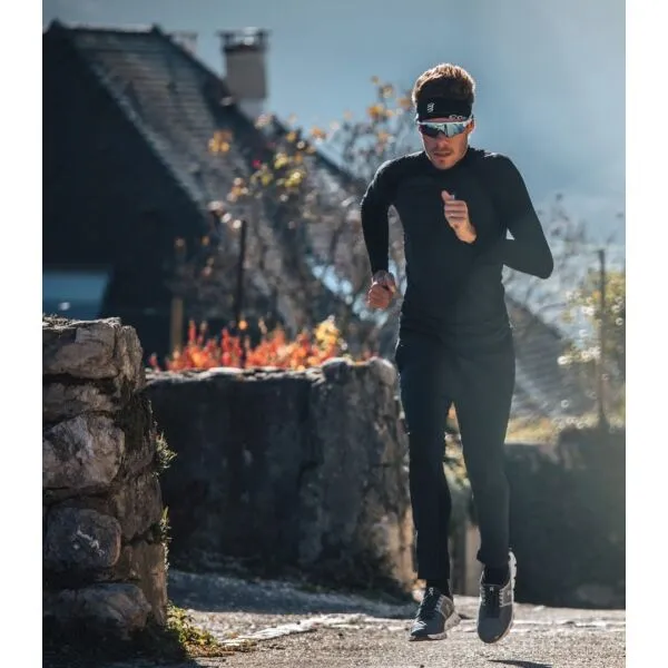 Compressport HURRICANE WINDPROOF Pánske vetruodolné bežecké nohavice, čierna, veľkosť