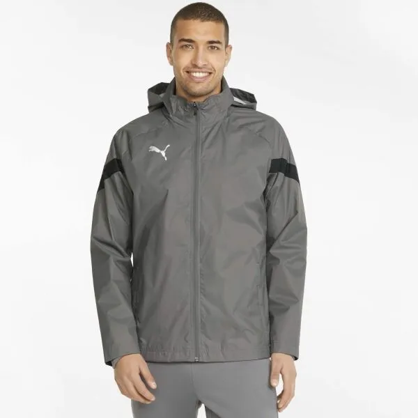 Puma TEAMFINAL ALL WEATHER JACKET Pánska futbalová mikina, tmavo sivá, veľkosť