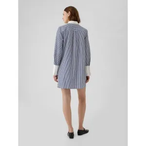 GAP LS STRIPE POPOVER Dámske šaty, svetlomodrá, veľkosť