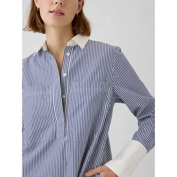 GAP LS STRIPE POPOVER Dámske šaty, svetlomodrá, veľkosť