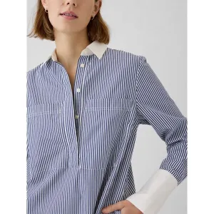 GAP LS STRIPE POPOVER Dámske šaty, svetlomodrá, veľkosť