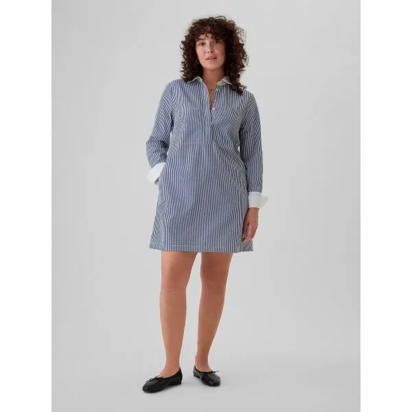 GAP LS STRIPE POPOVER Dámske šaty, svetlomodrá, veľkosť