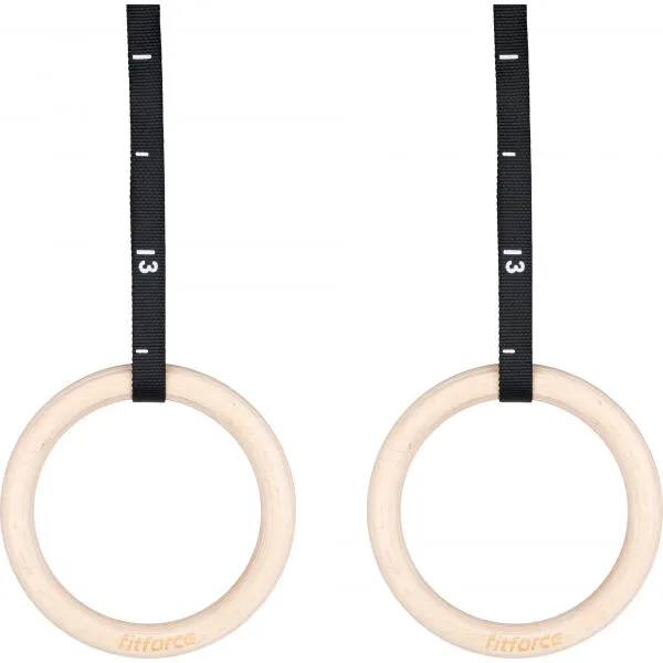 Fitforce GYM RING SET Drevené kruhy, čierna, veľkosť