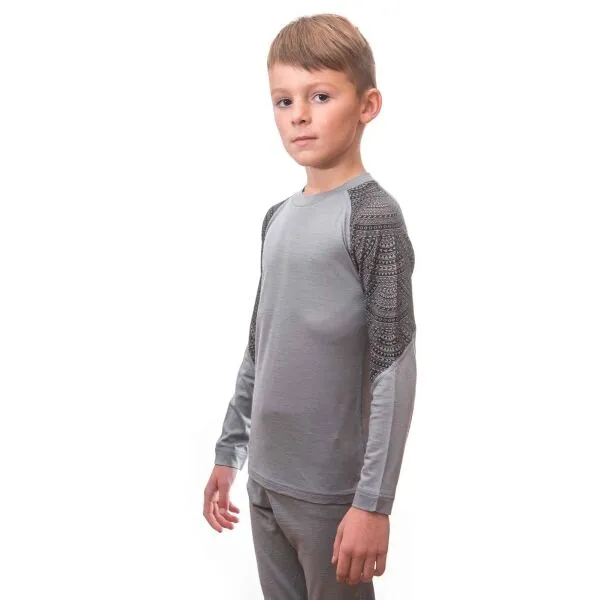 Sensor MERINO IMPRESS SET Detská vlnená funkčná bielizeň, sivá, veľkosť