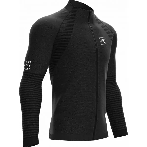 Compressport SEAMLESS ZIP SWEATSHIRT Pánska športová mikina, čierna, veľkosť