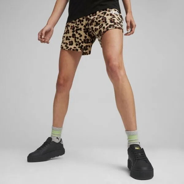 Puma ESSENTIALS+ ANIMAL 5 AOP SHORTS Dámske kraťasy, béžová, veľkosť