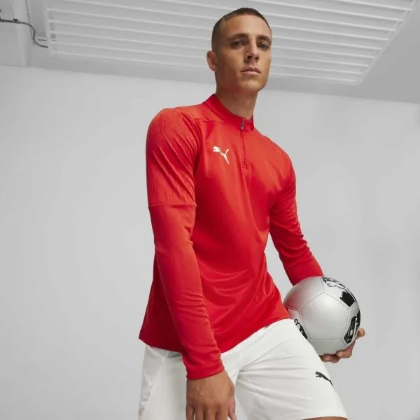 Puma TEAMFINAL TRAINING 1/4 ZIP Pánske futbalové tričko, červená, veľkosť