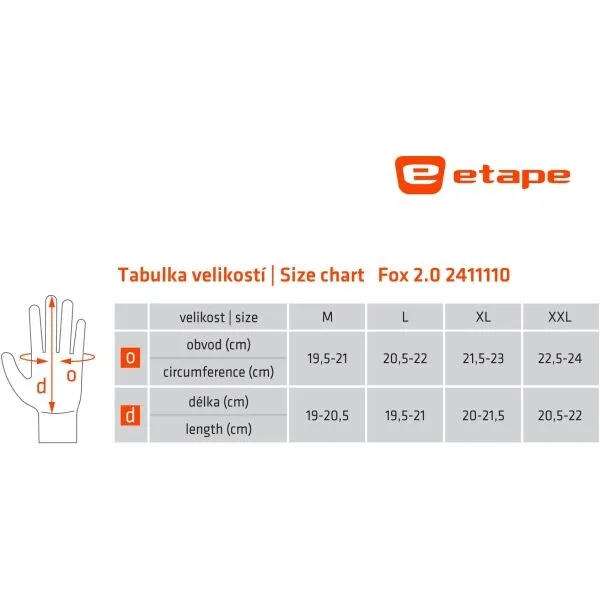 Etape FOX 2.0 Cyklistická rukavice, čierna, veľkosť